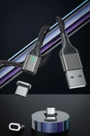 AUFU Magnetic Cable 3A Fast Charging Micro USB Type C Magnetic Charging Cables USB Data Charging Wire for iPhone Samsung Xiaomi
