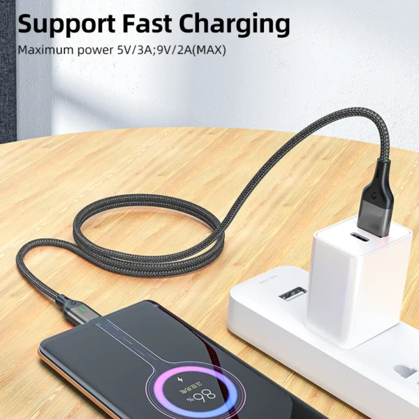 AUFU Magnetic Cable 3A Fast Charging Micro USB Type C Magnetic Charging Cables USB Data Charging Wire for iPhone Samsung Xiaomi – Image 2