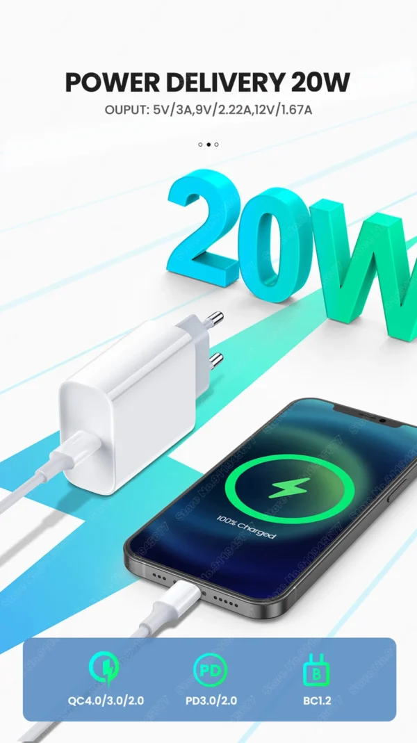 PD 20W For Apple USB Type C Charger For iPhone 13 12 11 14 Pro Max Mini XR X XS 8 Plus C Fast Charging Cable For iPhone Charger – Image 12