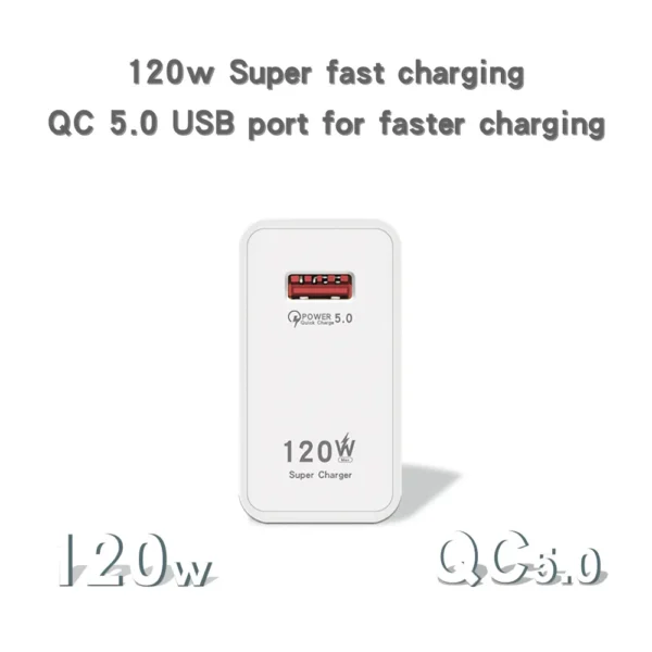 120W Gan USB Fast Charger Type C Phone Quick Charge 5.0 Power Adapter For iPhone iPad Xiaomi Samsung Huawei Realme Oppo Oneplus – Image 5