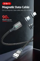AUFU Magnetic Cable 3A Fast Charging Micro USB Type C Magnetic Charging Cables USB Data Charging Wire for iPhone Samsung Xiaomi