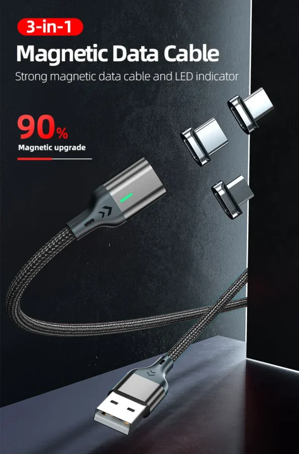 AUFU Magnetic Cable 3A Fast Charging Micro USB Type C Magnetic Charging Cables USB Data Charging Wire for iPhone Samsung Xiaomi – Image 18