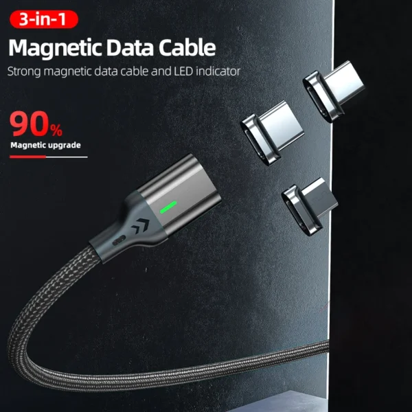 AUFU Magnetic Cable 3A Fast Charging Micro USB Type C Magnetic Charging Cables USB Data Charging Wire for iPhone Samsung Xiaomi – Image 6