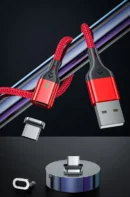 AUFU Magnetic Cable 3A Fast Charging Micro USB Type C Magnetic Charging Cables USB Data Charging Wire for iPhone Samsung Xiaomi